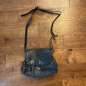 Vintage Nieman Marcus black leather foldover adjustable crossbody EUC